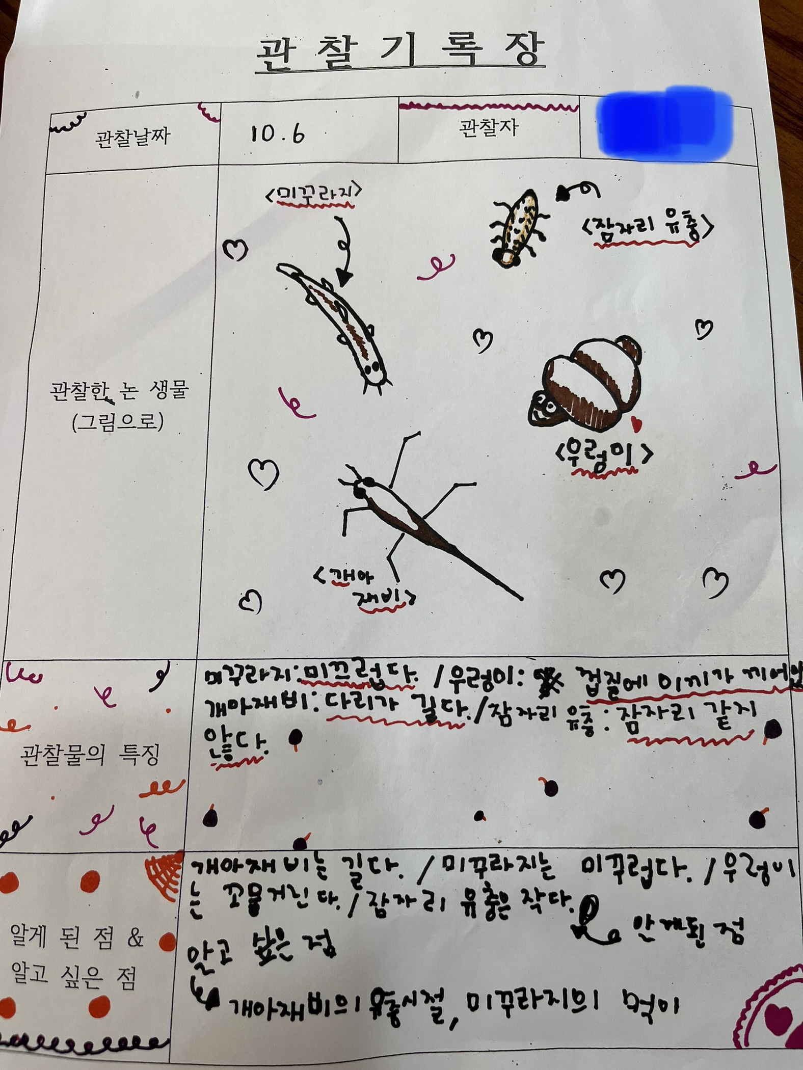 논 생태 관찰