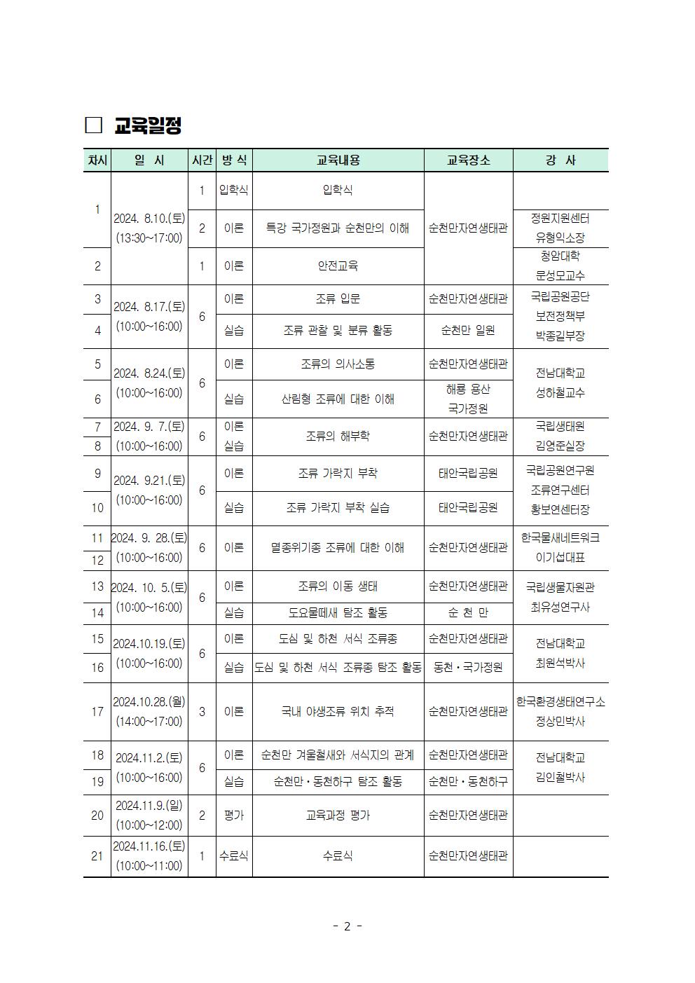 순천만 탐조 전문가 양성과정 교육